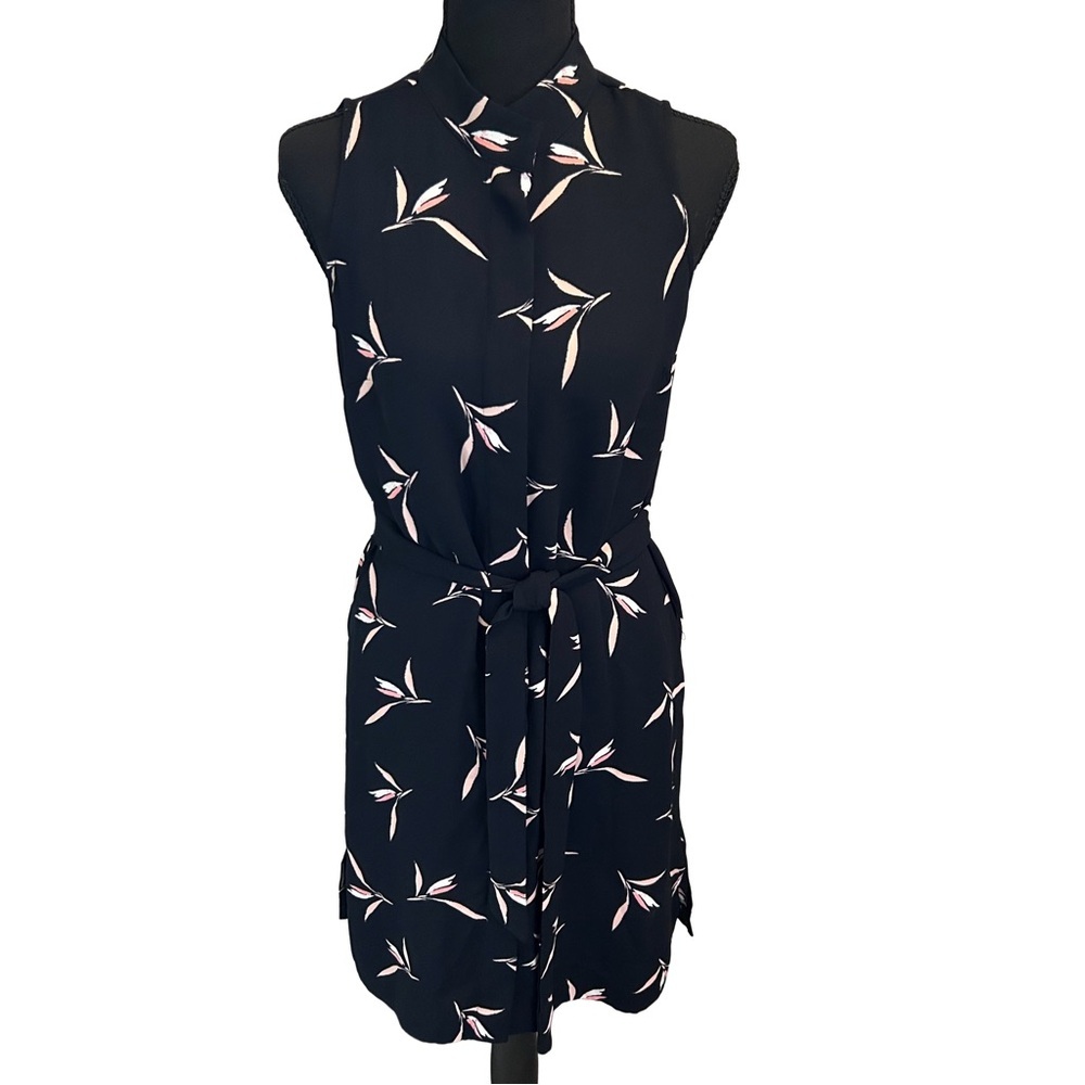 NWT Ann Taylor Black and Pink Floral Sleeveless Dress